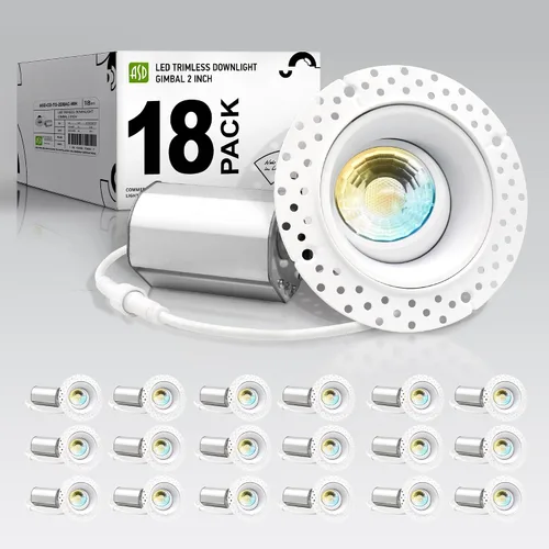 Miniatura 19 de ASD Luces LED empotrables sin moldura de 1 pulgada, 7W 120V Triac redondas para uso comercial, iluminación regulable sin lata para techo con caja