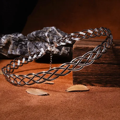 Miniatura 5 de Coteeza Fairy Circlet Medieval Crown Handmade Viking Braided Headpiece Celtic Headband Tiara Silver and Black Renaissance Cosplay fashion Hair