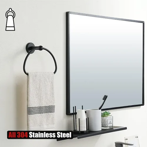 Miniatura 9 de JQK BAS165-PB - Juego de accesorios de baño de 5 piezas, soporte de pared negro mate, incluye barra de toalla de 24 pulgadas, anillo de toalla de 7