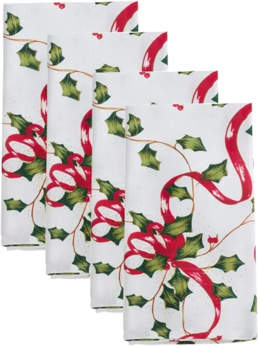 Miniatura 8 de Fennco Styles Holiday Holly Collection - Juego de 4 manteles individuales clásicos de 13 x 19 pulgadas, juego de 4 manteles individuales multicolor