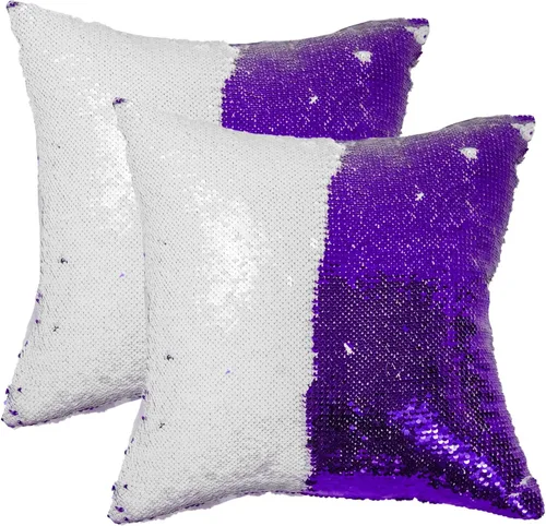 Miniatura 22 de JYFLZQ - Fundas de almohada de lentejuelas sublimadas en blanco 40.6 x 40.6 cm - Juego de 2 fundas reversibles con lentejuelas para almohadas