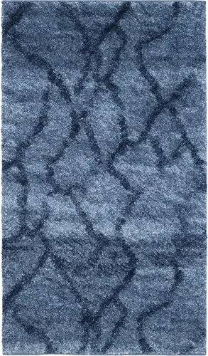 Miniatura 3 de SAFAVIEH Retro Collection - Alfombra decorativa de 2 pies 3 pulgadas x 5 pies, azul y azul oscuro, diseño abstracto moderno, no desprende pelusa