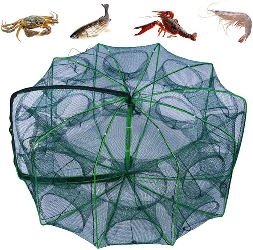 Miniatura 8 de La trampa de pesca plegable mágica, kit de pesca fortalecida autoplegable, trampa de cebo de pesca, red de pesca portátil para cangrejo, cangrejos