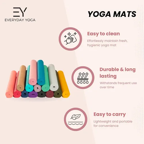 Miniatura 4 de Everyday Yoga Estera Deluxe, espaciosa de 72"x24" antideslizante para cómodos entrenamientos en casa, extra gruesa de 3-5mm Merlot
