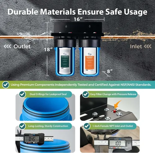 Miniatura 4 de iSpring WGB21B-CPB Sistema de Filtración de Agua para Toda la Casa de 2 Etapas Reduce Arsénico, Cadmio, Mercurio, Sedimentos, Cloro y hasta el 99%