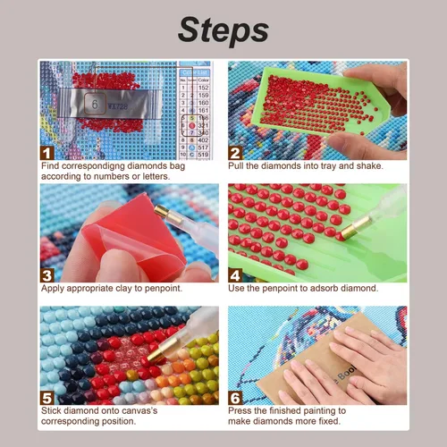 Miniatura 6 de Stalente Kits de pintura de diamantes para adultos, kits de arte de diamantes 5D para principiantes, pintura de diamante redonda para decoración