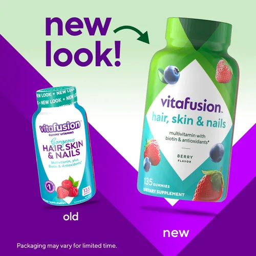 Miniatura 2 de Vitafusion Magníficas vitaminas gomosas multivitamínicas para cabello, piel y uñas, además de biotina y vitaminas antioxidantes C y E, sabor a