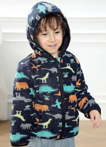 Miniatura 3 de Feidoog - Chaqueta de vellón polar con capucha, de manga larga, gruesa, cálida y resistente, para bebé o niños pequeños, para otoño o invierno