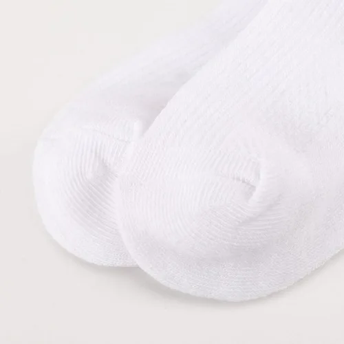 Miniatura 2 de AQOKKA Paquete de 4 calcetines de encaje con ojales y volantes, calcetines de encaje para recién nacidos, niños pequeños, con volantes de verano