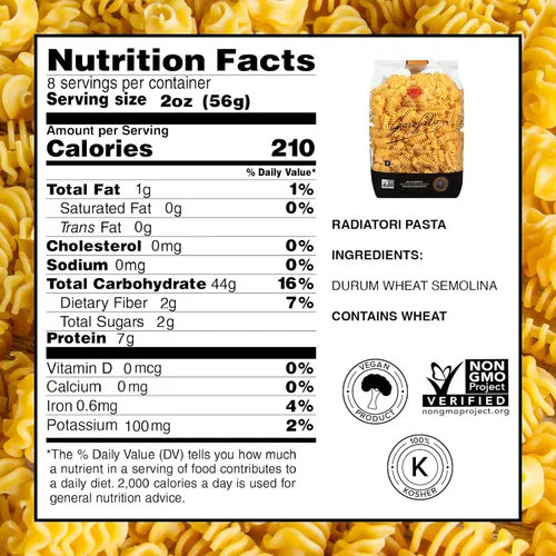 Miniatura 2 de Garofalo - Pasta premium de sémola de trigo duro Radiatori hecha en Italia, estirada en bronce, Al-Dente, pasta de un ingrediente (paquete de 4)
