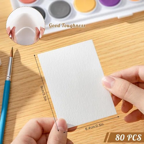 Miniatura 2 de 80 hojas de papel de acuarela a granel, 110 lb/230 GSM, papel de color agua blanca de prensa en frío para niños y artistas, tarjetas coleccionables