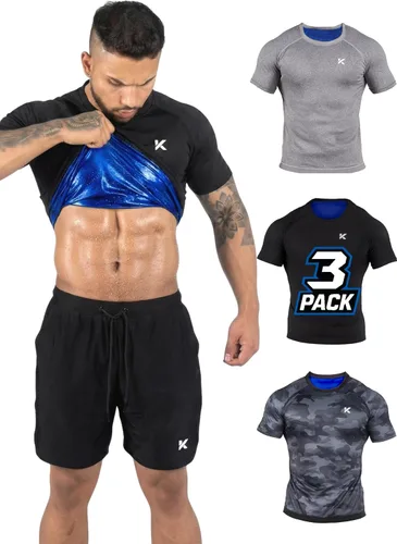 Miniatura 12 de Kewlioo - Camisa de traje de sauna para hombre, chaleco de compresión de sudor que atrapa el calor, faja moldeadora, chaqueta versátil para hacer
