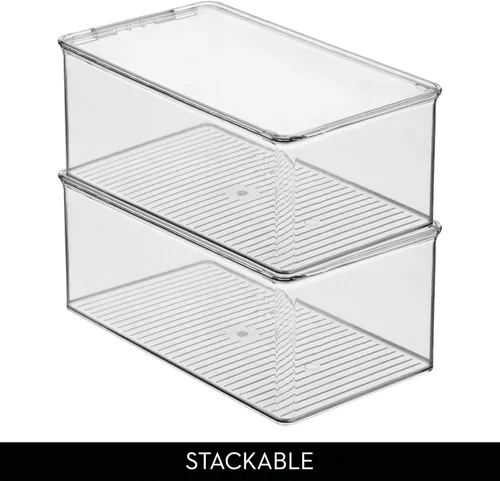 Miniatura 5 de iDesign Caja de zapatos apilable – Caja de zapatos de plástico con tapa con bisagras – Transparente – Fabricado en Estados Unidos