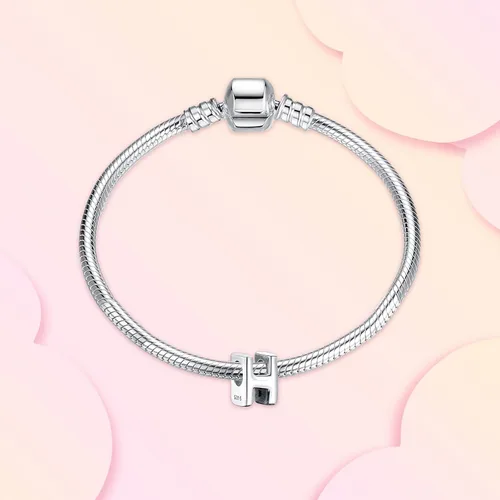 Miniatura 2 de Annmors Charms A-Z Alphabet Charm 925 Sterling Silver Heart Alphabet Dangle Beads for Bracelets & Necklaces