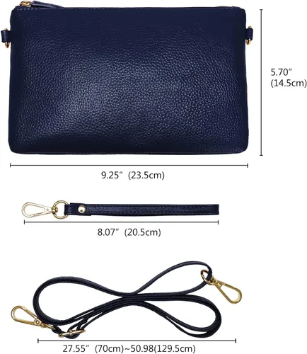 Miniatura 6 de Uromee Cartera de mano para mujer, de piel auténtica, con cadena de hombro desmontable