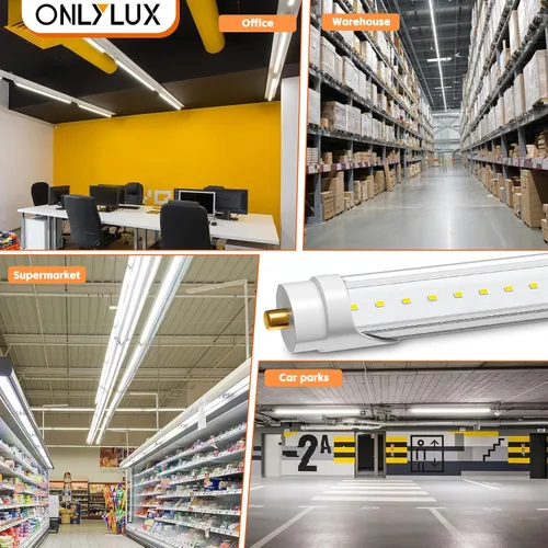 Miniatura 5 de ONLYLUX Luces LED de 8 pies, T8 96 pulgadas, 45 W, FA8, luces LED de un solo pin 5850 lm, derivación de lastre, 6000 K, bombillas LED F96 de 8 pies