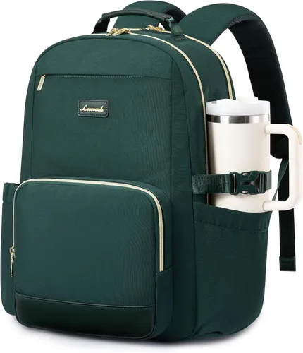 Miniatura 36 de LOVEVOOK Mochila para laptop para mujer con bolsillo para taza de gran capacidad, bolsa de computadora portátil de 15.6 pulgadas, mochila de viaje