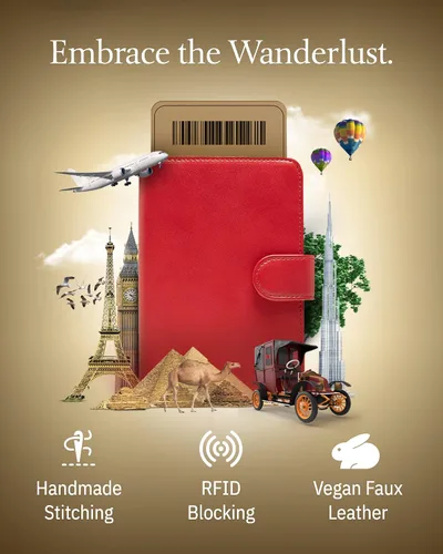 Miniatura 13 de Funda para pasaporte con bloqueo RFID, funda de cuero hecha a mano para pasaporte, organizador de documentos de viaje para hombres y mujeres, Azul