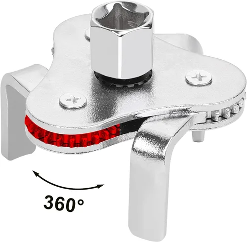 Miniatura 2 de Llave universal de filtro de aceite ajustable de 3 mandíbulas, se adapta a filtros de 2-1/8 a 4-1/2 pulgadas, uso con trinquete de transmisión