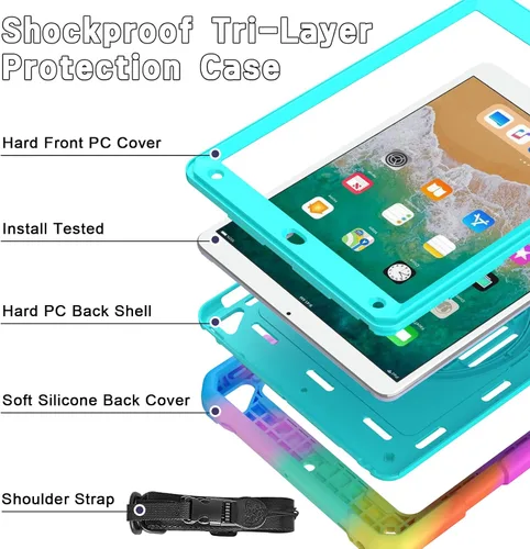 Miniatura 2 de LTROP Funda Protectora para iPad de 6ª/5ª Generación y iPad Air 2, Funda para iPad de 9.7 Pulgadas con Correa para el Hombro, Soporte