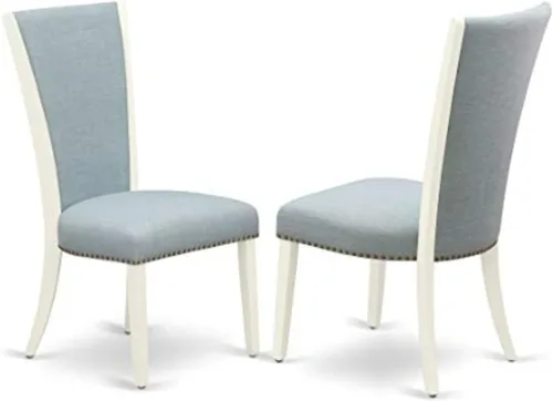 Miniatura 15 de East West Furniture VEP8T04 Verona Parsons - Juego de 2 sillas de comedor tapizadas de tela de lino marrón claro con ribete de clavo, color nogal