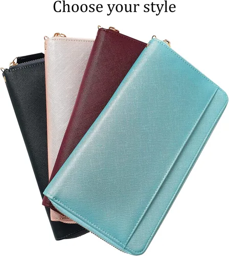 Miniatura 9 de Cartera de viaje organizador de documentos RFID pasaporte caso titular de la familia (oro rosa)
