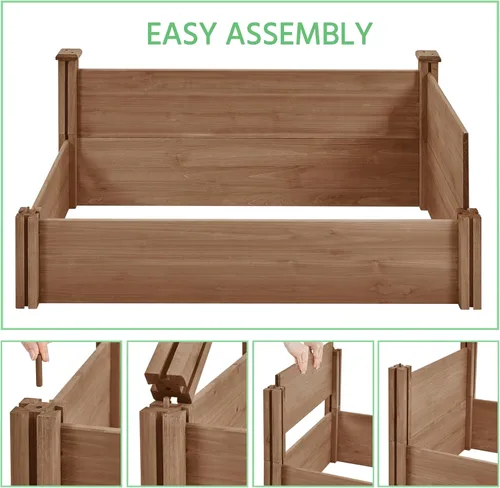 Miniatura 8 de Yaheetech Cama de jardín elevada de madera para horticultura de 8 x 2 pies, caja de plantación elevada divisible para flores/vegetales en patio