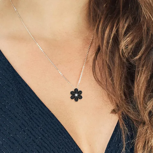 Miniatura 19 de Gem Stone King Collar de plata de ley 925 y oro amarillo de 10 quilates con piedra natal y diamantes cultivados en laboratorio, forma de pera