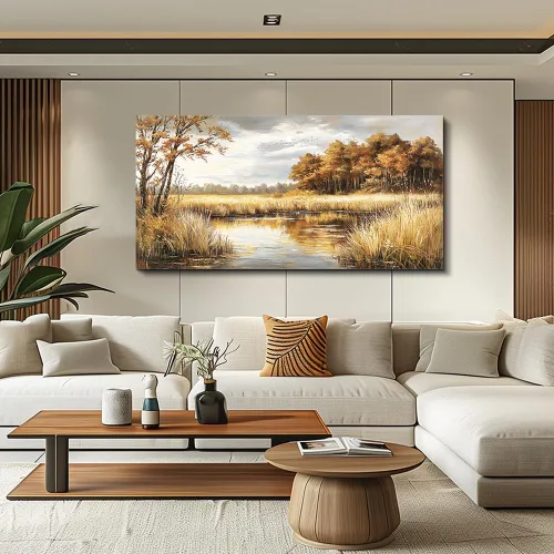 Miniatura 4 de ERQINHUA Arte de Lienzo para Pared de Sala de Estar Dormitorio Decoración de Pared para Oficina Casa de Campo Mural Superficie de Lago Paisaje