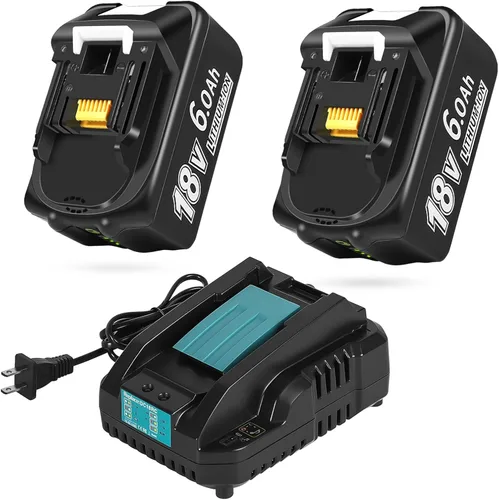 Replcement actualizado de 6.0Ah para batería Makita de 18 V, paquete de 2 con cargador compatible con herramientas eléctricas Makita de 18 voltios,
