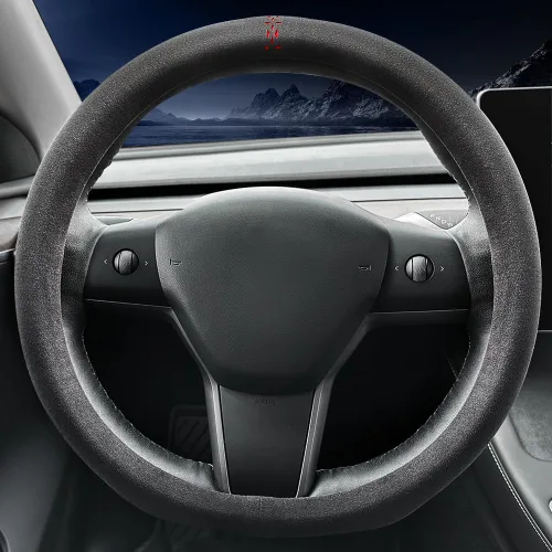 Miniatura 7 de Carodi Funda de gamuza para volante de automóvil, adecuada para funda de volante Tesla Model 3/Model Y
