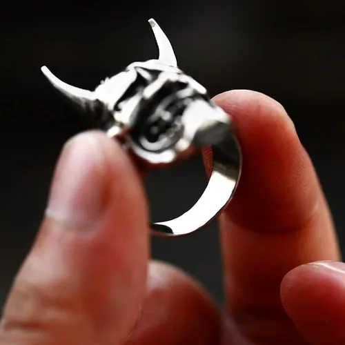 Miniatura 4 de Anillos de calavera de acero inoxidable, anillo de muerte grueso y vanguardista para hombres