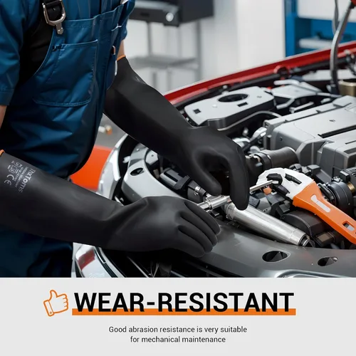 Miniatura 4 de ThxToms Guantes de Látex de Servicio Pesado, Guantes Largos de Goma, Guantes Resistentes a Químicos, Resistentes a Perforaciones, Resistentes a 56 cm