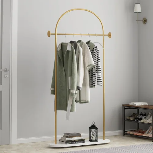 Miniatura 7 de TIEOU Perchero de metal dorado, soporte de entrada no empotrado, perchero para sombreros y abrigos, pequeño perchero para ropa, moderno Estante