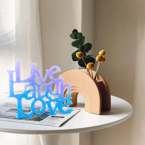 Miniatura 4 de Live Laugh Love - Molde de resina para letrero de palabras, moldes de silicona con eslogan de letras de cristal, molde de fundición epoxi