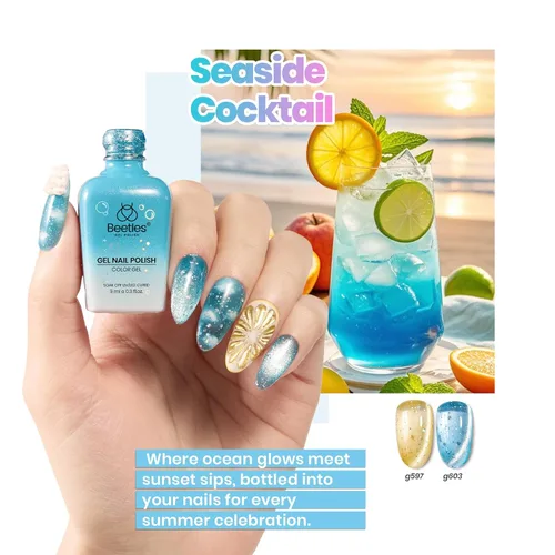 Miniatura 5 de Beetles Bubbly Mixology - Juego de esmaltes de uñas de gel de ojo de gato, 8 colores pastel, primavera, brillante, kit de esmalte de gel