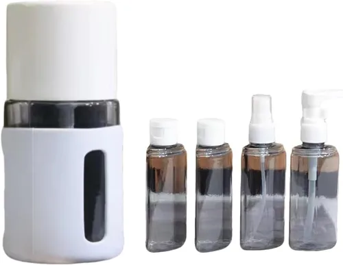 Dispensador de viaje 4 en 1, paquete de 4 botellas de viaje para artículos de tocador, recipientes de tamaño de viaje a prueba de fugas, recipientes