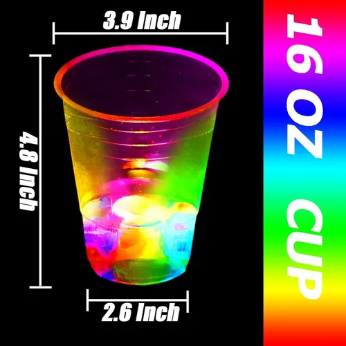 Miniatura 3 de Vasos de fiesta brillantes de 16 onzas para diversión de eventos en interiores y exteriores, tazas intermitentes iluminadas para eventos nocturnos