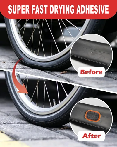 Miniatura 5 de Bike Tire Repair Kit, Bicycle Inner Tube Puncture Patch Kits with 20 PCS Vulcanizing Patches, User Manual, Metal Rasp and Tire Lever, Bike Patch Kit