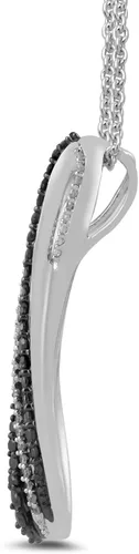 Miniatura 2 de Collar de plata fina con colgante del símbolo del infinito, con diamantes blancos y negros (13 de peso total de quilates), 18 pulgadas.