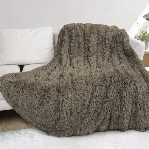 XYYZYZ Manta súper esponjosa, manta mullida de piel sintética para sofá, cama, 50 x 60 pulgadas, color camello