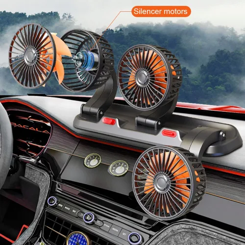 Miniatura 5 de Ventilador eléctrico, 3 cabezales, ventilador de automóvil, portátil, ventilador de refrigeración de aire, ventilador eléctrico silencioso