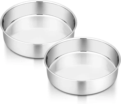 Miniatura 9 de P&P CHEF - Juego de 2 moldes redondos para pastel de 5 pulgadas, moldes para hornear de acero inoxidable, capas para pastel, no tóxicos