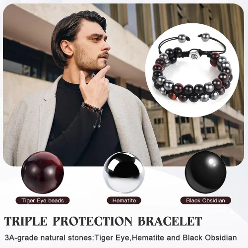 Miniatura 11 de Triple Protection Bracelet - for Protect & Balance - Energy Crystal Handmade Bracelets for Men Women