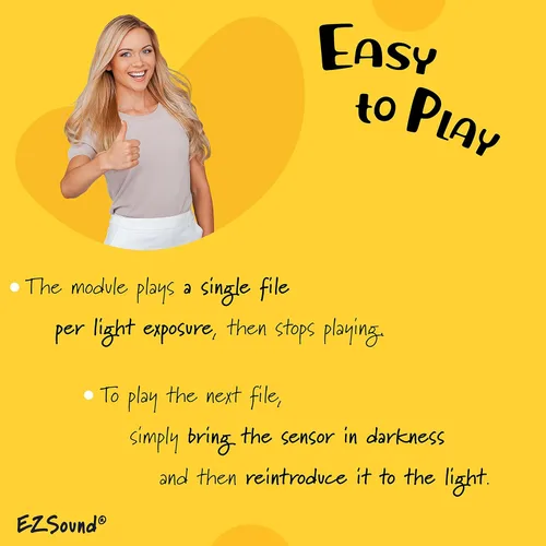 Miniatura 5 de EZSound MultiPlay Chip de Sonido Grabable Activado por Luz Graba y Reproduce Múltiples Canciones y Mensajes Crea Caja de Música Personalizada