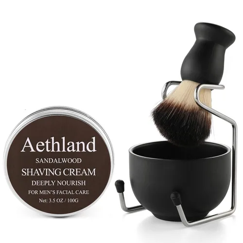 Juego de brochas de afeitar para hombres, regalo del día del padre, incluye jabón de afeitar de 3.53 onzas, cepillo de afeitar para el cabello con