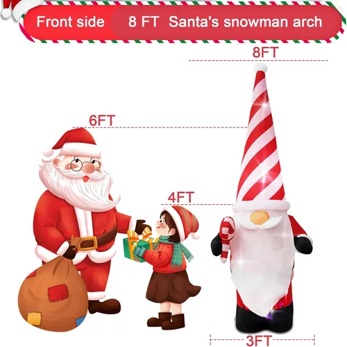 Miniatura 3 de Decoración inflable de Navidad de 7 pies para exteriores, enano con sombrero, decoración inflable de patio con luces LED integradas, adecuado