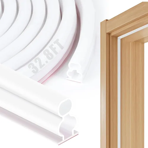 Miniatura 13 de Sello de goma de 20 pies, extragrueso, autoadhesivo, en forma de D, tira de clima para puerta de gran espacio para ventana, marco de puerta