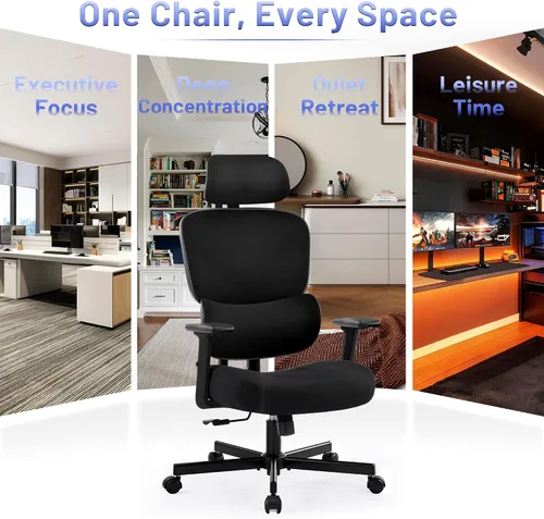 Miniatura 9 de AreShark Silla ergonómica de oficina – Silla de escritorio de malla transpirable con respaldo alto con soporte lumbar y reposacabezas ajustable