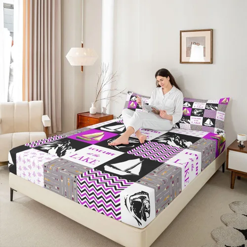Miniatura 18 de Lake House - Sábana bajera ajustable tamaño individual, sábanas de anclaje náutico para niños, adolescentes, adultos, dormitorio, juego de ropa